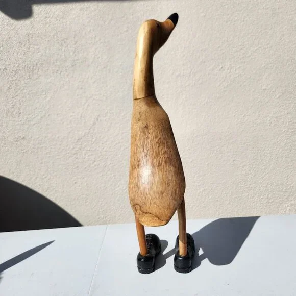 Vintage Duck in Lace-up Black Shoes Boots Home Decor Carved Wooden Wood - SUPER - Picture 7 of 14